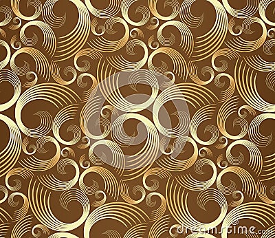 Seamless golden spirals pattern Vector Illustration