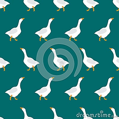 Seamless goose pattern. Cute geese simple print. Vector Illustration