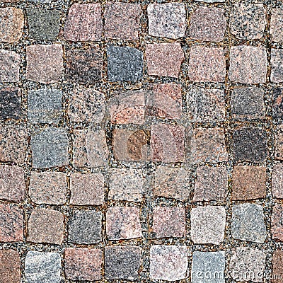 Seamless granite cobblestone pavement texture Stock Photo