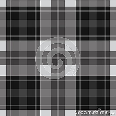 Seamless gray, black tartan - white stripes Vector Illustration