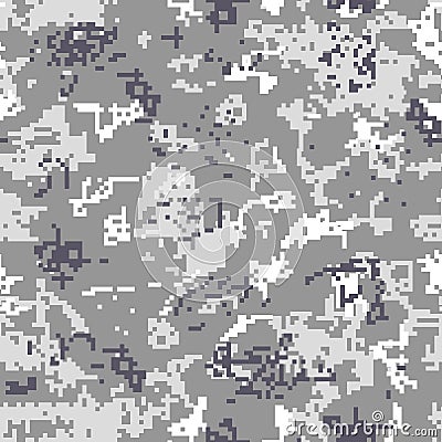 Seamless gray camouflage of pixel pattern Vector Illustration