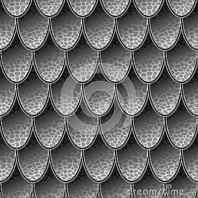 Seamless pattern gray scale river fish scale. Simple background for design Vector Illustration