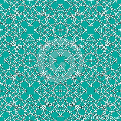 Seamless green abstract geometric eastern with arrow elements and arabesques Vector Illustration