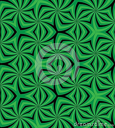 Seamless Green and Black Spiral Pattern. Geometric Abstract Background. Suitable for textile, fabric, packaging and web design. Vector Illustration