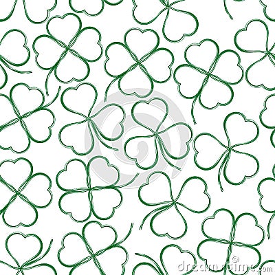 Seamless, Green Clover Contours Vector Illustration