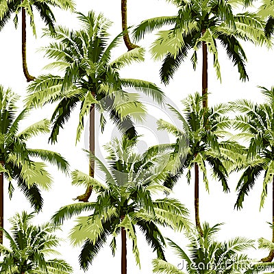 Seamless green coconut trees pattern for fashion textile, plant vector Vector Illustration