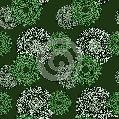 Seamless green floral pattern Vector Illustration