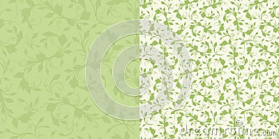 Seamless green floral patterns. Vector illustration. Vector Illustration