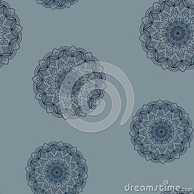 Seamless grey-blue floral pattern Vector Illustration