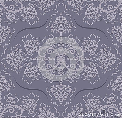 Seamless grey floral wallpaper Vector Illustration
