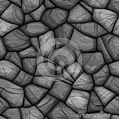 Seamless grey pebbles pattern made with Generative AI. Stock Photo