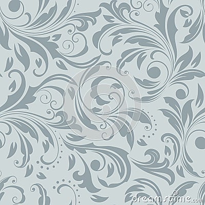 Seamless grey and white floral pattern. Vector Illustration