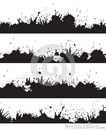 Seamless grunge border with splashes and drops Vector Illustration