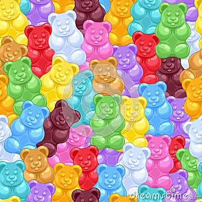 Seamless gummy bears candies background Vector Illustration
