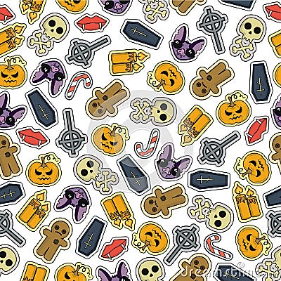 Seamless Halloween flat design Vector Illustration