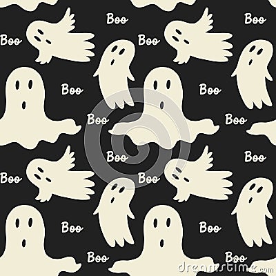 Seamless Halloween ghost pattern Vector Illustration