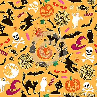 Seamless Halloween Pattern Vector Illustration