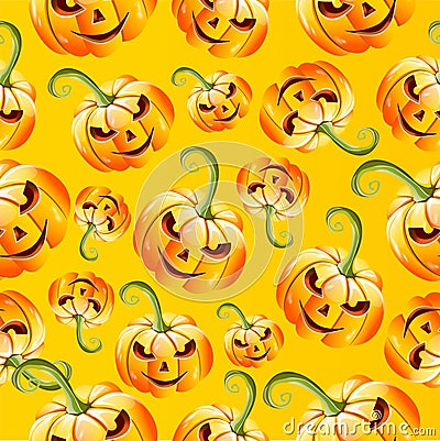 Seamless halloween pumkins pattern Vector Illustration