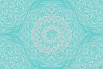 Seamless hand drawing doodle fower mandala pattern. Vector Illustration