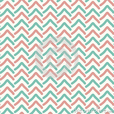 Seamless Hand drawn arrows imperfect stripes in pale red and green on white. Hot summer fashion trendy pattern. Vector Illustration