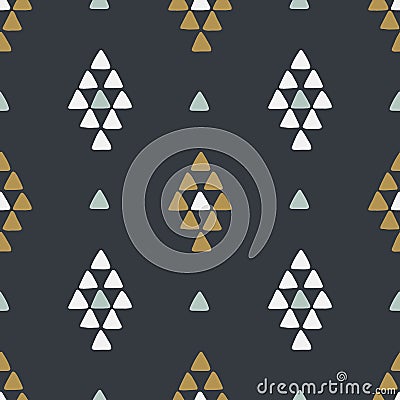 Seamless hand drawn geometric tribal pattern with rhombuses and triangles. Vector navajo design. Vector Illustration