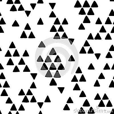 Seamless hand drawn geometric tribal pattern with triangles. Vector navajo design. Vector Illustration