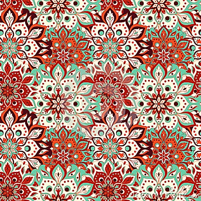 Seamless hand drawn mandala pattern. Vintage elements in oriental style. Texture for wallpapers, backgrounds and page fill. Islam Vector Illustration