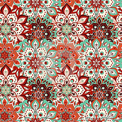 Seamless hand drawn mandala pattern. Vintage elements in oriental style. Texture for wallpapers, backgrounds and page fill. Islam Vector Illustration