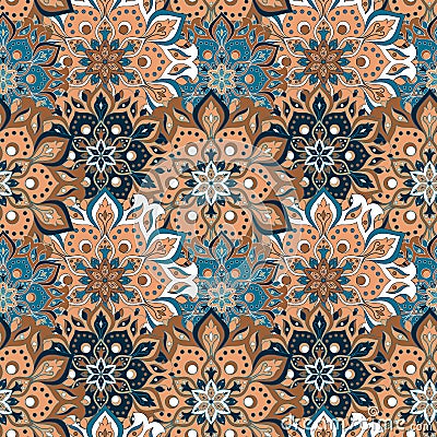 Seamless hand drawn mandala pattern. Vintage elements in oriental style. Texture for wallpapers, backgrounds and page fill. Islam Cartoon Illustration