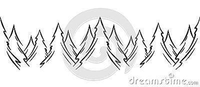 Seamless Hand drawn sketch pine forest. Christmas banner template. Vector Illustration