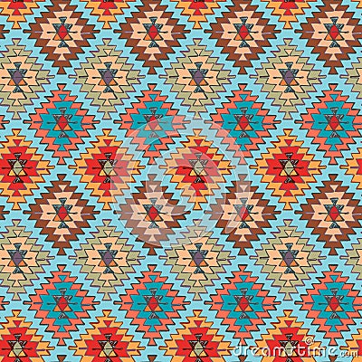 Seamless hand drawn tribal navajo pattern in doodle style. Vector Illustration