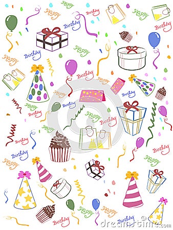 Seamless happy birthday background Vector Illustration