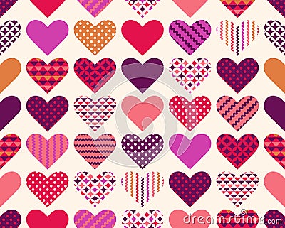 Seamless heart geometric background Vector Illustration