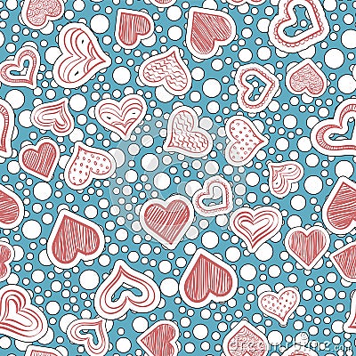 Seamless heart pattern on paper texture Vector Illustration