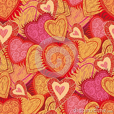 Seamless hearts pattern Vector Illustration