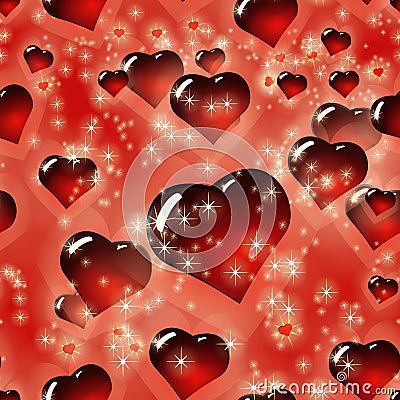 Seamless hearts St.Valentine`s Day background pattern. Stock Photo