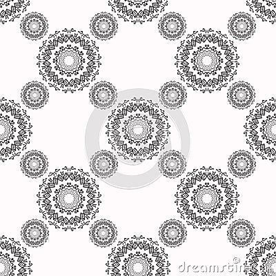 Seamless henna pattern mandala mehndi floral lace elements of buta decoration items on white background. Vector wedding Vector Illustration