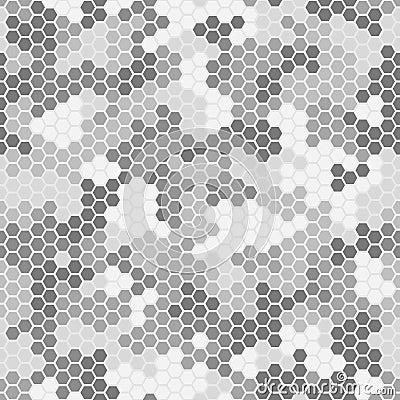 Seamless hex digital arctic snow spot camo texture for army or hunting textile Vector Illustration