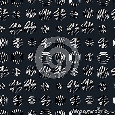 Seamless hexagon monochrome pattern, repeating geometric texture, linear structure background Vector Illustration