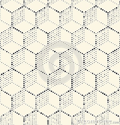 Seamless Hexagon Monochrome Wallpaper. Chaotic Pixel Background. Vector Illustration