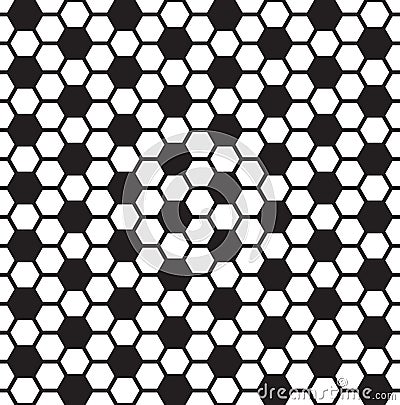 Seamless hexagonal honeycomb pattern texture background. Black and white hexagon pattern. Stock Photo