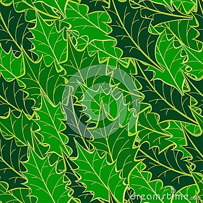 Seamless holly leaf pattern Vector Illustration