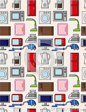 Seamless home appliances pattern Vector Illustration
