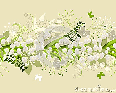 Seamless horisontal floral pastel pattern Vector Illustration