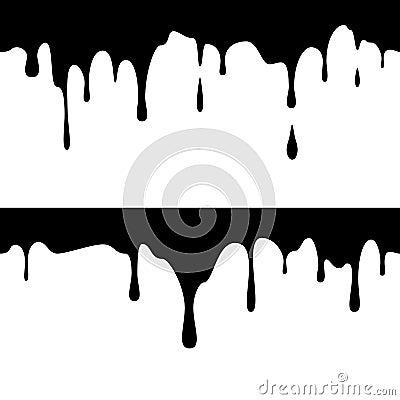 Seamless horizontal black ink runs. Dripping Paint. Liquid Drips. Vector illustration Vector Illustration