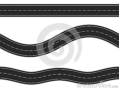 Seamless Horizontal Roads Vector Illustration