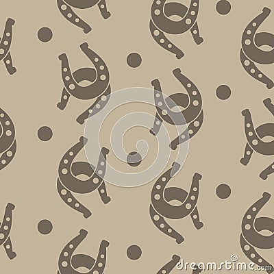 Seamless horseshoes pattern with brown background Vector Illustration