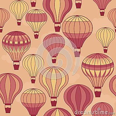 Seamless hot air balloons floating Vector Illustration