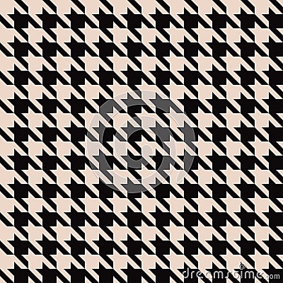 Seamless houndstooth pattern in black and beige. Vector textile background Vector Illustration