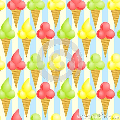 Seamless Ice Cream Cones Background Stock Photo